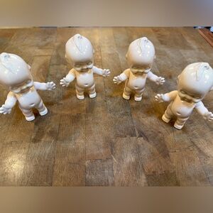 Vintage Set of 4 White Ceramic Kewpie-Style Figurines Ready to Paint